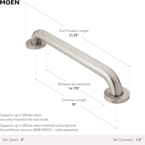 Vista 2 de Barra de apoyo Moen SecureMount, R8918W