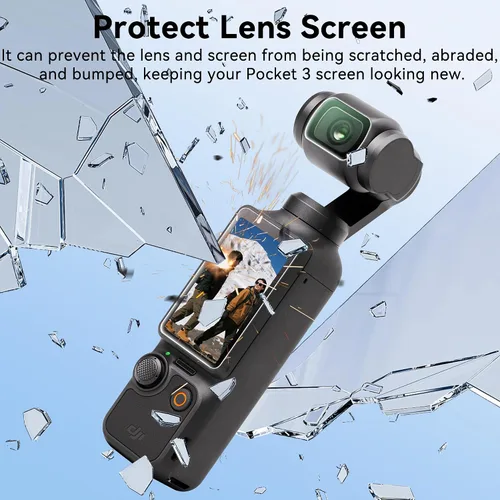 Vista 3 de Protector de pantalla de bolsillo 3 lentes antiarañazos para DJI Osmo Pocket 3 Vlogging Camera Creator Combo Accesorios 4 protectores de lente + 4