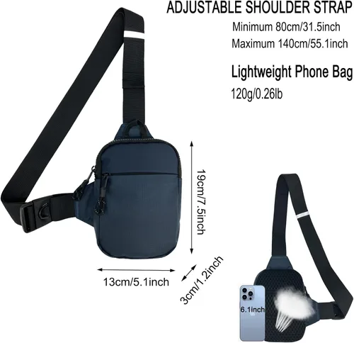 Vista 2 de LKEX Mini bolso bandolera para hombre, bolso cruzado pequeño para mujer, riñoneras informales, bolsa de bolsillo personal, mochila para teléfono