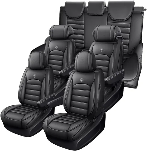 Vista 11 de JOJ Funda de asiento de automóvil para Ford Expedition 2007-2026, fundas de asiento de automóvil impermeables de cuero, juego completo, protector