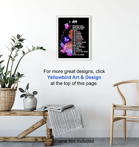 Vista 6 de Arte de pared y decoración de niña afroamericana – I Am Black Girl Magic – Arte negro – Afirmaciones positivas inspiradoras – Citas positivas