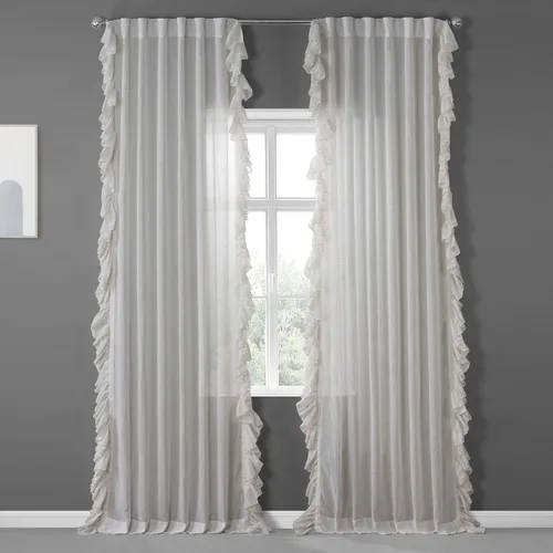Vista 11 de HPD Half Price Drapes Cortinas traslúcidas con volantes para dormitorio y sala de estar, 50 x 84 pulgadas, lino (1 panel), cortinas con dobladillo