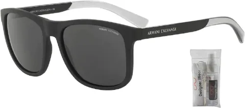 Vista 2 de Armani Exchange AX4049SF Square Sunglasses For Men + BUNDLE with Designer iWear Eyewear Care Kit