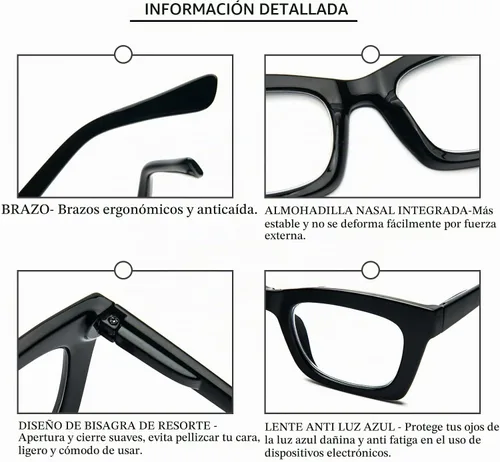Vista 4 de REAVEE Gafas de lectura para mujer, bloqueo de luz azul, elegantes y de gran tamaño, bisagra de resorte