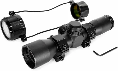 Vista 6 de TRINITY Alcance compacto 4x32 compatible con Crosman RepeatAir 1077 - Alcance de rifle de aire de retícula Mil-Dot con anillos, negro mate