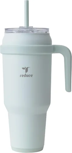 Vista 17 de REDUCE Vaso de acero inoxidable de 24 onzas con asa, con aislamiento al vacío de doble pared, tapa a prueba de sudor y popote reutilizable, mantiene