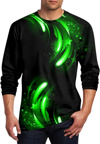 Vista 8 de Camisetas de verano para hombre, de manga larga, cuello redondo, casuales, básicas, atléticas, tallas S-4XL