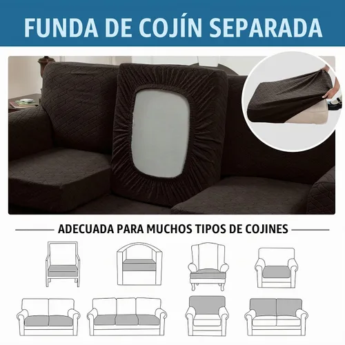 Vista 8 de Funda de sofá de 4 piezas, adecuada para 2 cojines extra grandes y 2 fundas de cojín de gran tamaño, funda protectora para muebles de mascotas