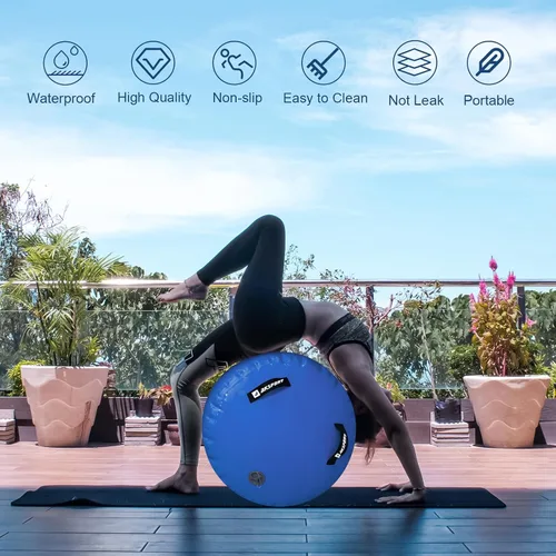 Vista 3 de AKSPORT Air Roller - Barril de aire para flexiones de espalda y resortes de mano, entrenamiento con bomba de aire eléctrica para uso Azul