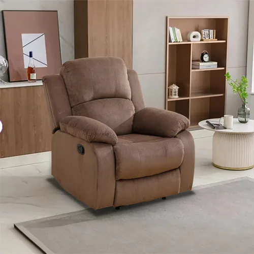 Vista 19 de Juego de Muebles para Sala de Estar, Juego de Sofá Reclinable Manual, Juegos de Sofás Reclinables de Cuero Beige con Mesa Desplegable, Sofá