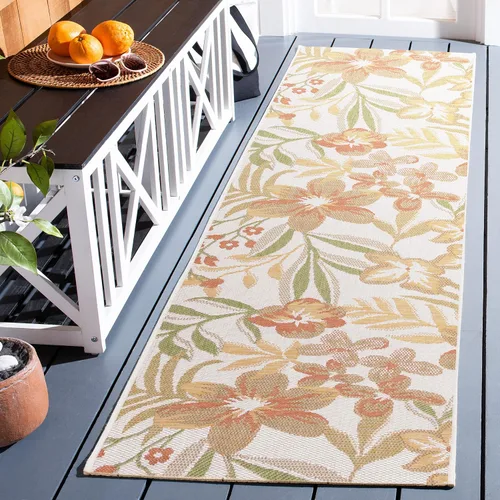 Vista 7 de SAFAVIEH Courtyard Collection - Alfombra de pasillo, 2 pies 3 pulgadas x 8 pies, color beige y óxido, no desprende pelusa y de fácil cuidado