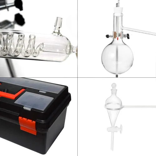 Vista 5 de Destilador casero Destilación para hacer tu propio aceite esencial, Moonshine, Kit de cristalería de laboratorio de química de alcohol, destilación