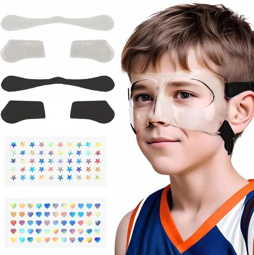 Vista 8 de WR01A Kids Nose Guard for Broken Nose Girls Boys Adjustable Basketball Soccer Sports Face Mask with Foam Padding and Stickers for Youth Teens