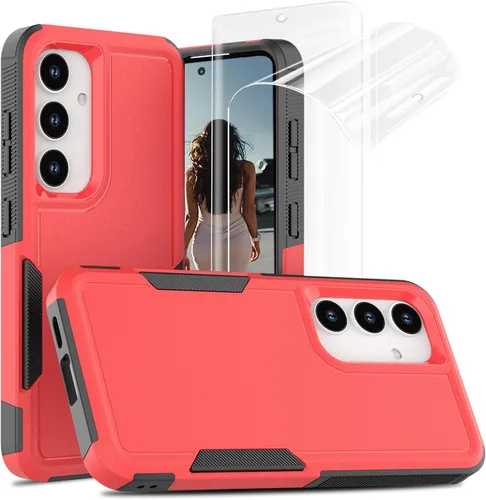 Vista 69 de Jeylly Funda para Samsung Galaxy S10 Plus S10+, ajuste delgado, doble capa, resistente, absorción de golpes, TPU con carcasa trasera de Negro