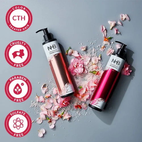 Vista 4 de Nicole + Brizee N+B Volume Shampoo + Acondicionador Set Sin sulfato Sin parabenos Fortalece, hidrata, da volumen, nutre Para todo