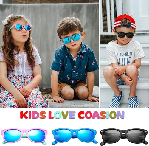 Vista 32 de Lentes de sol polarizados de goma elastómero termoplástico (TPEE) flexible, para niñas y niños de 3 a 9 años