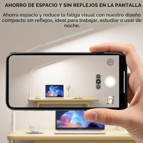 Vista 5 de Lámpara de escritorio con abrazadera para oficina en casa, 3 colores Negro (Black Pro)