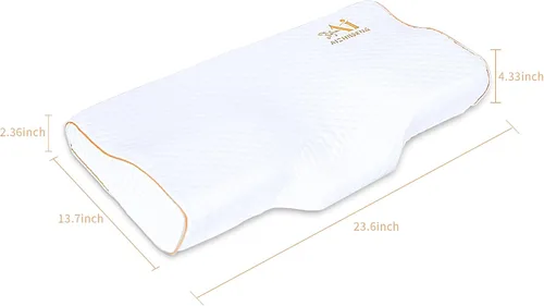 Vista 2 de Almohada ergonómica cervical de apoyo para el cuello, almohada de espuma viscoelástica de contorno para dormir de lado, espalda y estómago con funda