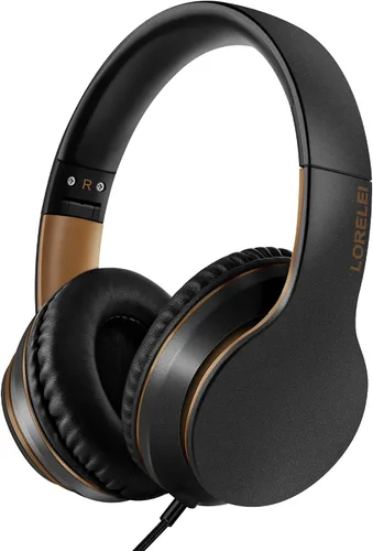 Vista 6 de LORELEI X6 Auriculares Over-Ear con Micrófono, Ligeros Plegables y Portátiles con Graves Estéreo con Cable de 1.45M Sin Enredos para Smartphone