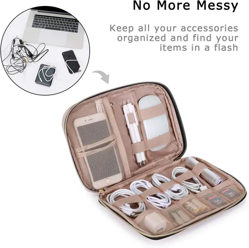 Vista 2 de BAGSMART Estuche organizador de electrónica grande de viaje, artículos esenciales de viaje, organizador de cables, bolsa organizadora de cables