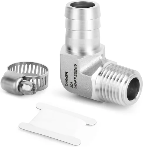 Vista 35 de TAISHER 1 PIEZA Accesorio de Manguera Codo de Acero Inoxidable 304 de 90 Grados - Púa de 1" x Púa de 1" para Combustible/Aire/Líquido/Gas con 2