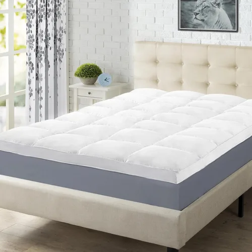 Vista 9 de Superior Cubrecolchón, alternativa al plumón, almohada de cama de 2 pulgadas de profundidad, almohadilla cómoda, protector de colchón esponjoso