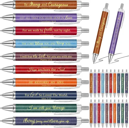 Vista 12 de Qeeenar 50 Piezas Bolígrafos de Punta de Bola con Versículos Bíblicos, Regalo Cristiano, Cosas de Citas Inspiradoras Divertidas, Bolígrafos de Punta