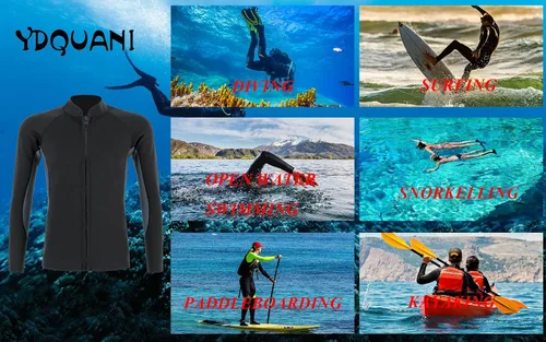 Vista 7 de Traje de neopreno de 0.079 pulgadas (0.079 in), chaqueta térmica de manga larga, traje de buceo para hombres y mujeres, buceo, surf, natación