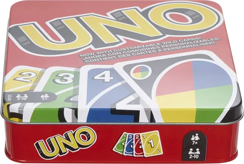 Vista 7 de Mattel Games Juego de cartas UNO para niños, adultos y noches y fiestas familiares, viajes y vacaciones, baraja accesible y personalizable