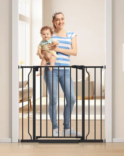 Vista 16 de Puerta de bebé para escaleras sin taladrar, puerta para perros de 29 a 40 pulgadas con cierre automático para interiores Doorways & Stairs