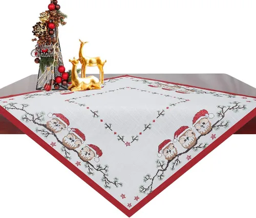 Vista 5 de Caminos de mesa bordados con búho navideño (14 x 54 pulgadas)