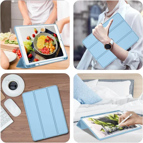 Vista 5 de iMieet - Funda para iPad de 9ª generación 2021/iPad de 8ª generación 2020 de 10.2 pulgadas con soporte para lápices, funda para iPad de 7ª