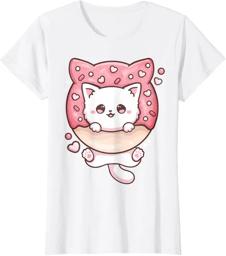 Vista 18 de Camiseta Kawaii Cat Donut Anime Lover Otaku, Negro