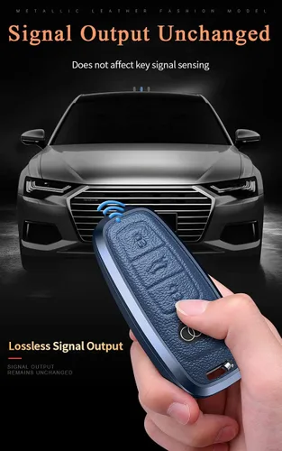 Vista 5 de SANRILY Funda de llave para Audi 2020 2021 de cuero de metal, Negro