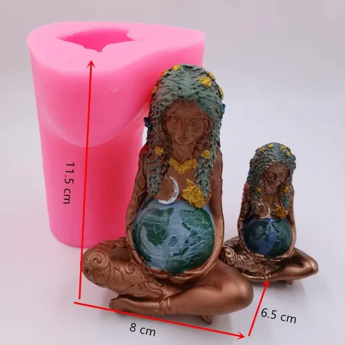 Vista 2 de Molde de vela Gaia de gran tamaño, moldes de silicona para velas de la madre de la tierra, molde de bricolaje Gaia para velas decoradas, molde