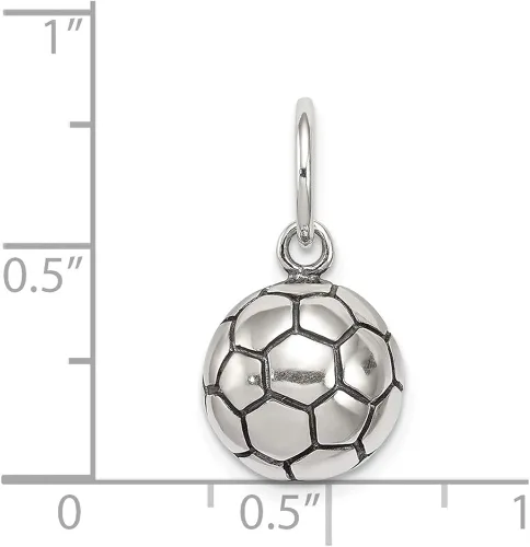 Vista 2 de Colgante de plata de ley 925 maciza con dije de balón de fútbol antiguo - 0.472 in x 0.433 in, Metal, No es una piedra preciosa