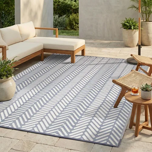 Vista 13 de FH Home - Alfombra para exteriores de camping, impermeable, resistente a la decoloración, reversible, plástico reciclado de alta calidad, a rayas