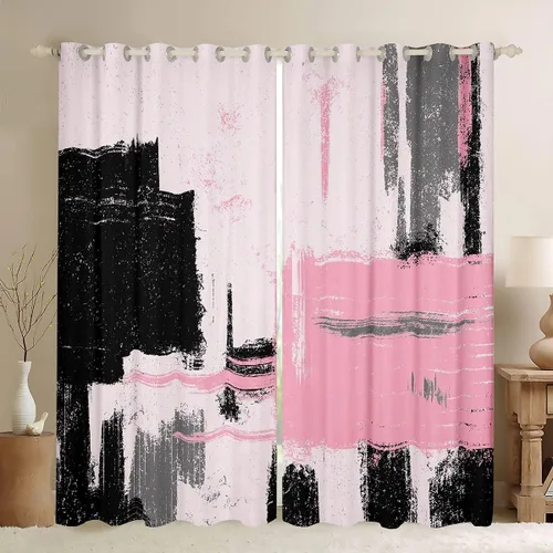 Vista 13 de Cortinas opacas abstractas de 30 % a 50 % geométricas para dormitorio, sala de estar, decoración de línea a rayas, cortinas con aislamiento térmico