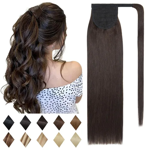 Vista 16 de SEGO Pinza de Gancho Extensión de Cola de Caballo Extensiones de Cabello Humano con Pinza para Cola de Caballo Extensiones de Cabello Real de Cola