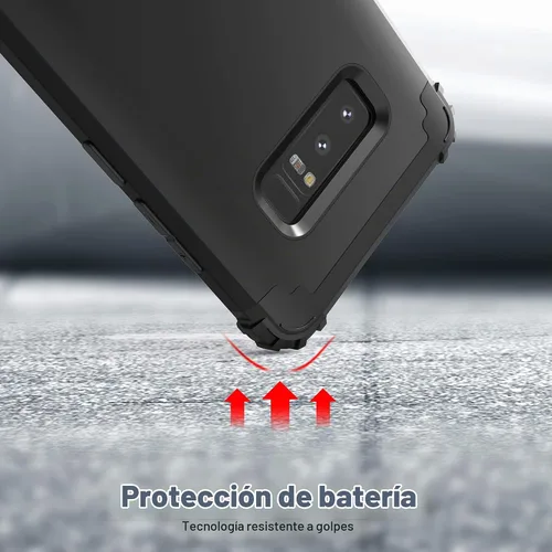 Vista 7 de IDweel Funda para Galaxy Note 8, 3 en 1, a prueba de golpes, delgada, híbrida, resistente, protección de policarbonato duro, silicona suave Negro