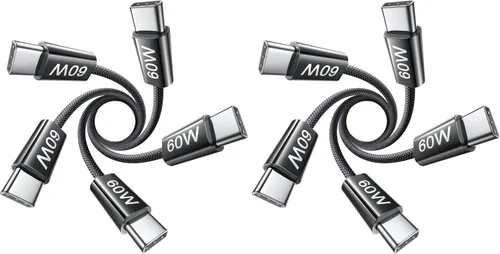 Vista 17 de LISEN Cable USB C, paquete de 5 cables USBC a USBC [0.5 pies] para iPhone 17 16e 15 Pro Max, cable de carga rápida de 60 W C a C para Galaxy Negro