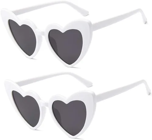 Vista 9 de Gafas de sol en forma de corazón para mujer, estilo ojo de gato, estilo retro 2 negro