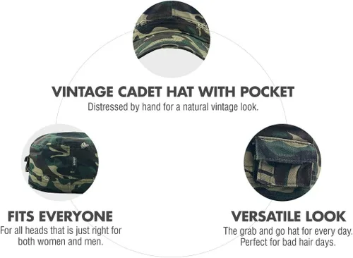 Vista 5 de Cadet Army - Gorra de estilo militar básico diario (ahora con la versión de bolsillo Stash)
