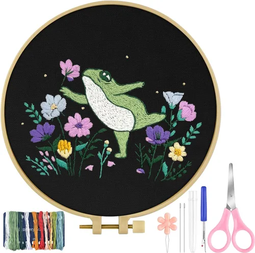 Vista 12 de TINDTOP Kit de Bordado para Principiantes Adultos, Kit de Bordado de Pájaros para Principiantes, Incluye Tela de Bordado Aros Hilos para Amantes