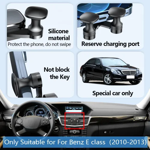 Vista 5 de Soporte para teléfono de coche para Mercedes Benz Clase E 2010 2011 2012 2013 E300 E350 E550 E63 AMG W212 Auto Accesorios Decoración