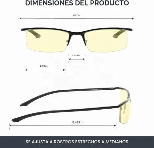 Vista 2 de Gunnar Emissary - Gafas para juegos y computadora, ónix, tinte ámbar ónice marco