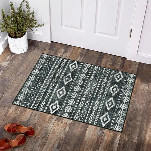 Vista 7 de Lahome Alfombra tribal bohemia de 2 x 3 pulgadas, lavable, antideslizante, para interiores y 2 x 6 pulgadas, color negro y blanco, alfombra