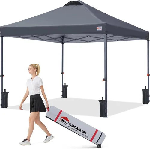 Vista 9 de MASTERCANOPY Tienda de campaña desplegable duradera de 8 x 8 con bolsa Blanco