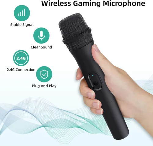 Vista 2 de Mcbazel Micrófono USB inalámbrico para juegos compatible con Xbox Series XS, PS5, Switch OLED, NS Switch, PC, PS4, PS3, PS2, Xbox One XS, Xbox One