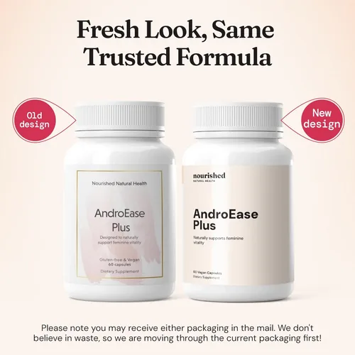 Vista 2 de Nourished AndroEase Plus – Balance hormonal vegano para mujeres – Zinc, Reishi, té verde y palma enana americana para mujeres – para energía